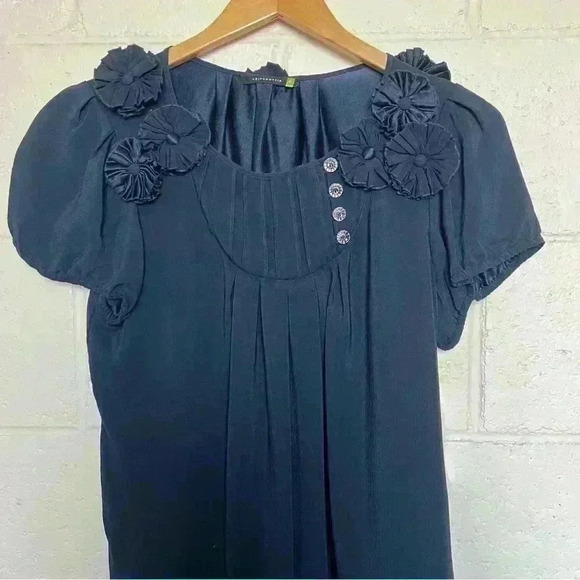 LEIFSDOTTIR Blue Silk Top-Size 6 - Picture 3 of 7